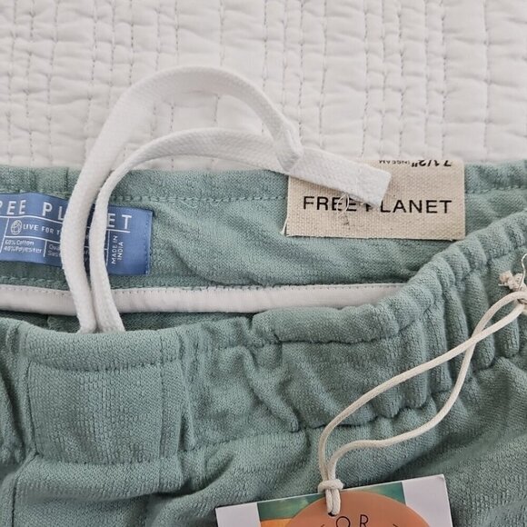 Free Planet Knit Shorts Men's L Avocado Green Drawstring Elastic Sustainability - Picture 9 of 12